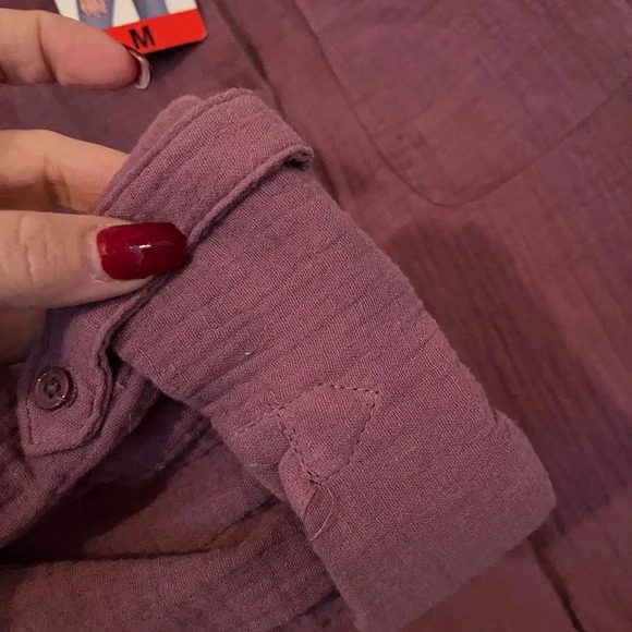 NWT Anne Klein Jeans Brand Button Down Cotton Lavender Shirt Women's size Medium - Picture 9 of 14